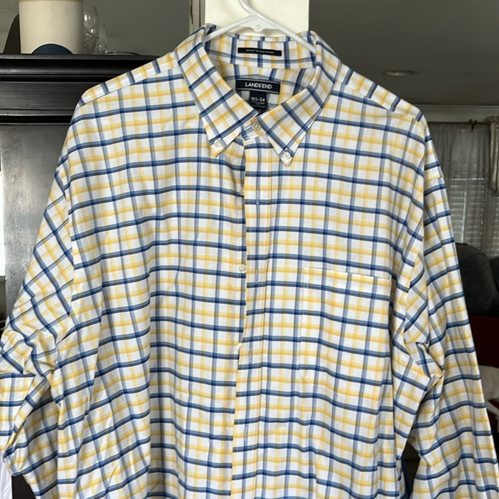 Men’s dress shirt, excellent condition, Lands’ End, Supima no iron oxford.